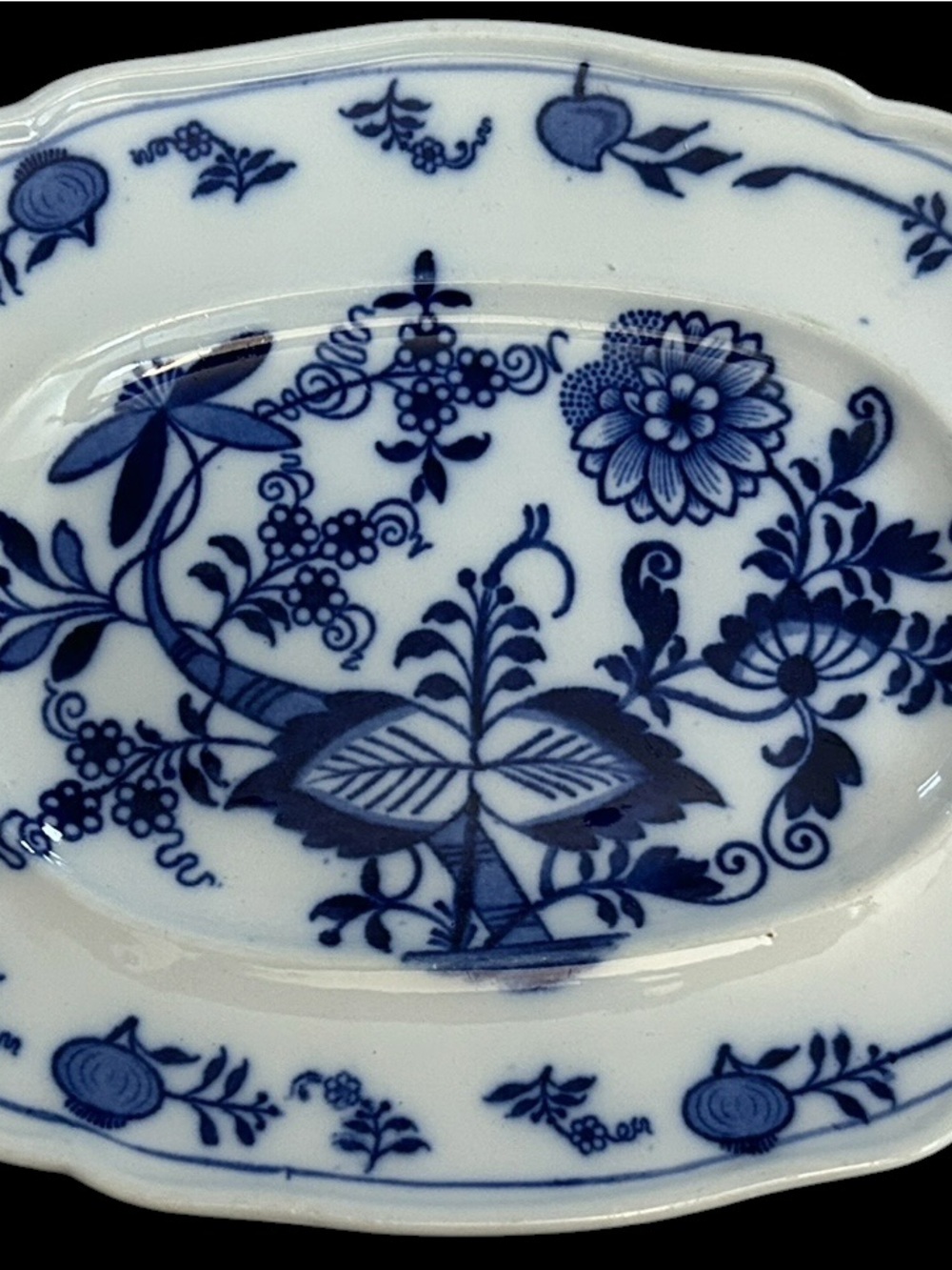 Antique Cauldon England Meissen Blue Onion Pattern Small Oval Serving Plate - Picture 8 of 8